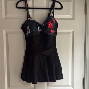 NWT size large Black Floral Swimsuit Dress